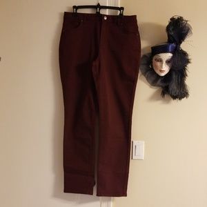 Dennis Basso Denim Burgundy Pants